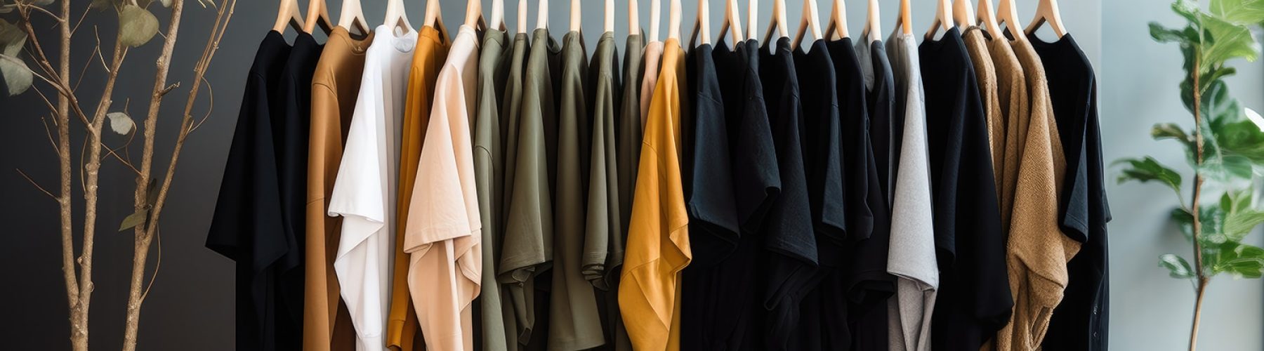 fashionable clothes hanging on hanger in modern dressing room at fashionable clothes hanging on hanger in modern dressing room at home, Clothing on a hanger at the modern shop boutique, AI Generated